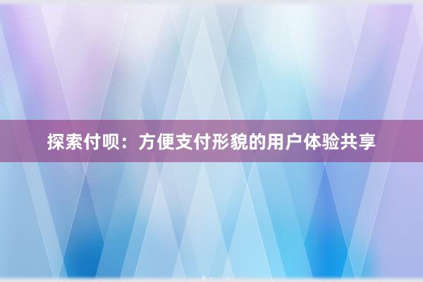 探索付呗：方便支付形貌的用户体验共享