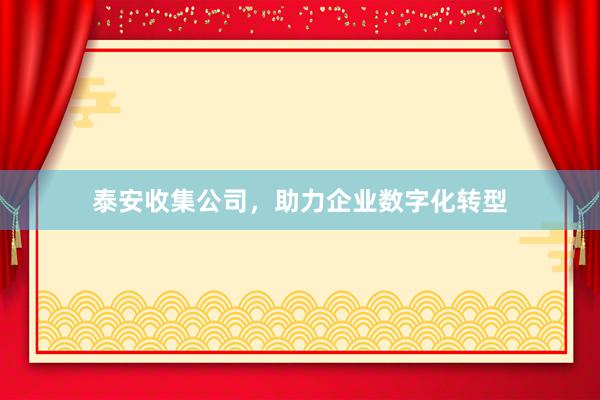 泰安收集公司，助力企业数字化转型